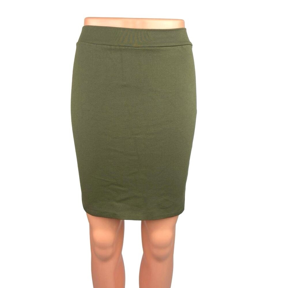 Charlotte Russe Green Pull On High Waisted Stretch Slit Mini Pencil Skirt Size M